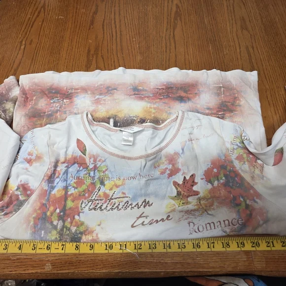 C J Banks 3/4 Sleeve Top Autumn Time Romance Plus Size 1X - Picture 9 of 10